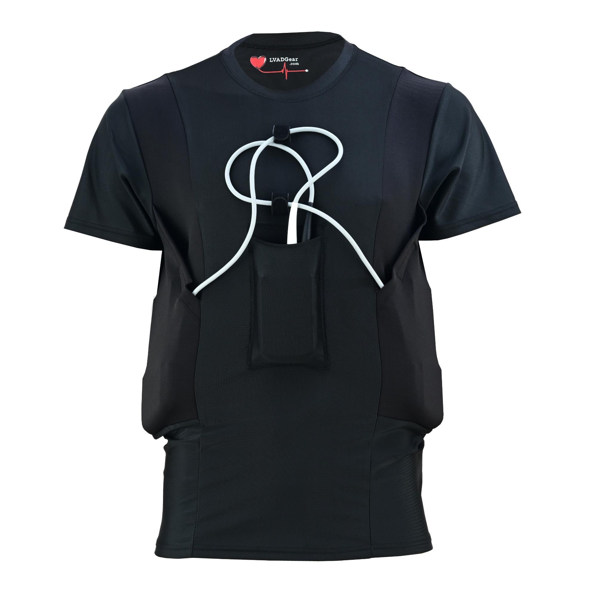 Black LVAD HeartMate men’s shirt designed for comfort and LVAD support